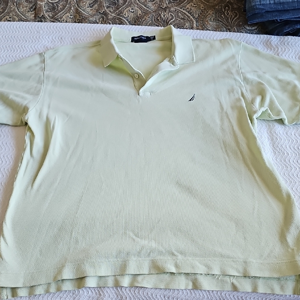 Nautica Pale Yellow/green Polo Shirt Classic Style